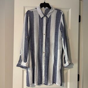 Blue Island Blue and White Striped Swimsuit Coverup